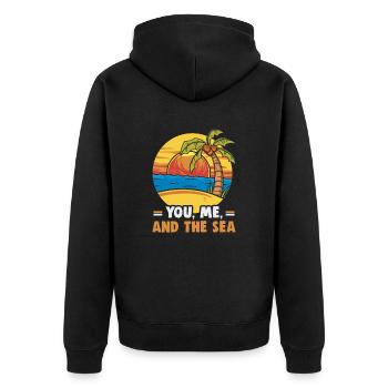 Strandurlaub am Meer Design Strandmotiv - Unisex Premium Bio Zip Hoodie - Schwarz - Hinten - Nico (187cm)