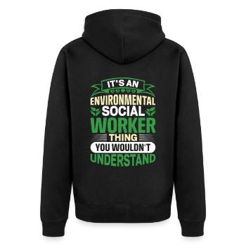 Environmental Social Worker Job Environmentalist - Unisex Premium Organic Zip Hoodie - black - Back - Nico (187cm)