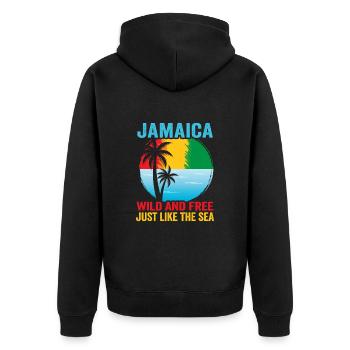 Jamaika Strandurlaub am Meer Design Strandmotiv - Unisex Premium Bio Zip Hoodie - Schwarz - Hinten - Nico (187cm)