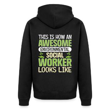 Emploi de travailleur social environnementaliste Environnementaliste - Veste à capuche bio Premium Unisexe - noir - Dos - Nico (187cm)