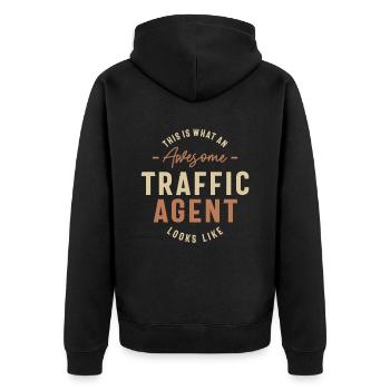 Funny Awesome Traffic Agent Job Beruf - Unisex Premium Bio Zip Hoodie - Schwarz - Hinten - Nico (187cm)