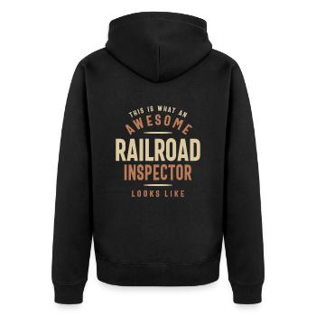 Funny Awesome Railroad Inspector Job Beruf - Unisex Premium Bio Zip Hoodie - Schwarz - Hinten - Nico (187cm)