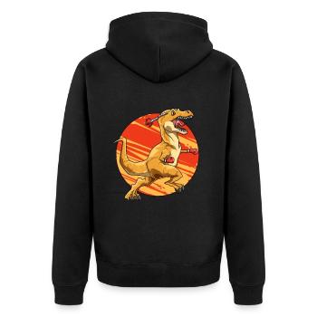 Brachiosaurus Dinosaurier Astronaut Dino Langhals - Unisex Premium Bio Zip Hoodie - Schwarz - Hinten - Nico (187cm)