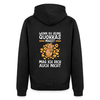Quokkas nicht mögen Kurzschwanzkänguru - Unisex Premium Bio Zip Hoodie - Schwarz - Hinten - Nico (187cm)