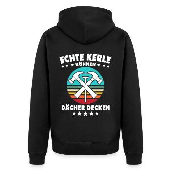 Dachdecker Dächer Decken Dachdecken - Unisex Premium Bio Zip Hoodie - Schwarz - Hinten - Nico (187cm)