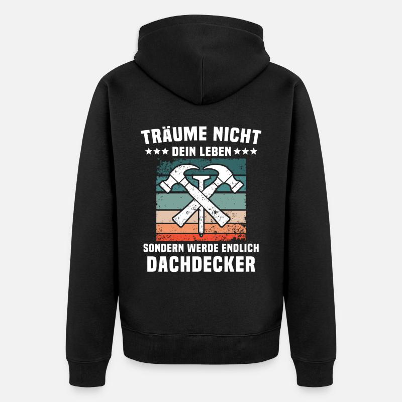 Dachdecker Dächer Decken Dachdecken - Unisex Premium Bio Zip Hoodie - Schwarz