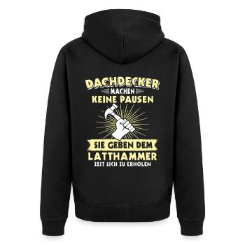 Dachdecker Dächer Decken Dachdecken - Unisex Premium Bio Zip Hoodie - Schwarz - Hinten - Nico (187cm)