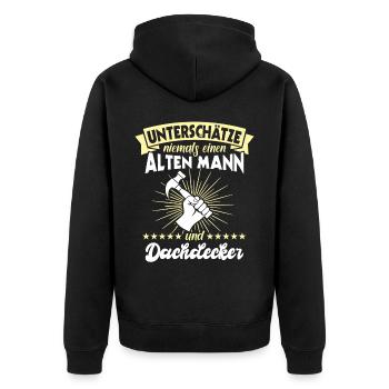 Dachdecker Dächer Decken Dachdecken - Unisex Premium Bio Zip Hoodie - Schwarz - Hinten - Nico (187cm)