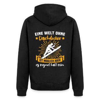 Dachdecker Dächer Decken Dachdecken - Unisex Premium Bio Zip Hoodie - Schwarz - Hinten - Nico (187cm)