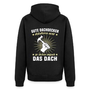 Dachdecker Dächer Decken Dachdecken - Unisex Premium Bio Zip Hoodie - Schwarz - Hinten - Nico (187cm)
