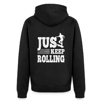 Skateboarder Just Keep Rolling Skateboard Cadeau - Veste à capuche bio Premium Unisexe - noir - Dos - Nico (187cm)