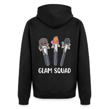 Glam Squad Maskenbildnerin Geschenk - Unisex Premium Bio Zip Hoodie - Schwarz - Hinten - Nico (187cm)
