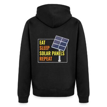 Eat Sleep Solar Panels Photovoltaik - Unisex Premium Bio Zip Hoodie - Schwarz - Hinten - Nico (187cm)