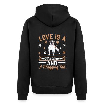 L’amour du bouledogue américain est le nez mouillé - Veste à capuche bio Premium Unisexe - noir - Dos - Nico (187cm)