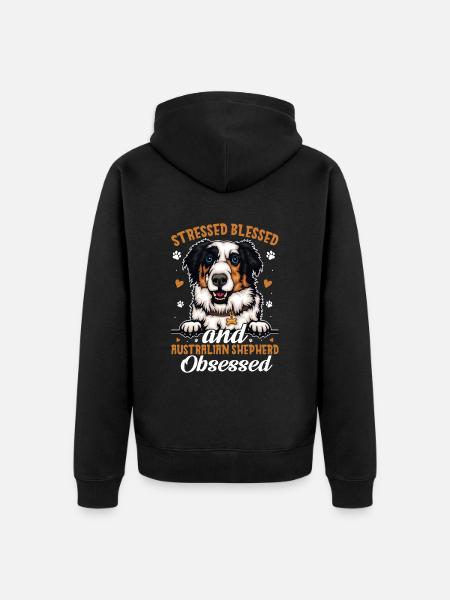 Blessed Australian Shepherd Possessed - Unisex Premium Organic Zip Hoodie - black