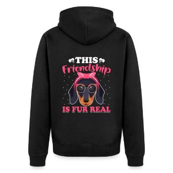 Dackel Freundschaft Ist Pelz Echt Lustige - Unisex Premium Bio Zip Hoodie - Schwarz - Hinten - Nico (187cm)