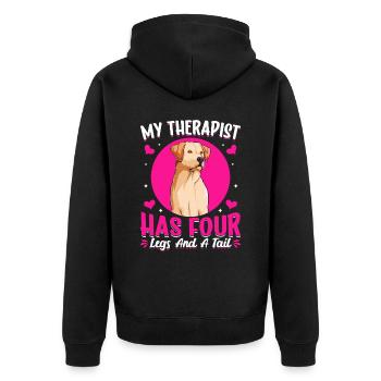 Labrador Retriever Therapeut Hat Vier Beine - Unisex Premium Bio Zip Hoodie - Schwarz - Hinten - Nico (187cm)