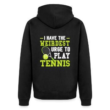 Drang Zum Tennisspielen Lustige Sportspieler - Unisex Premium Bio Zip Hoodie - Schwarz - Hinten - Nico (187cm)