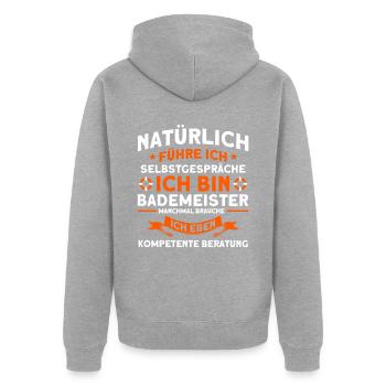 Bademeister Schwimmbad Lifeguard Rettungsschwimmer - Unisex Premium Bio Zip Hoodie - Grau meliert - Hinten - Nico (187cm)