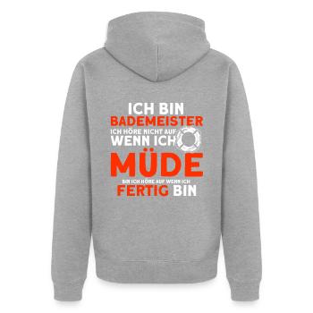Bademeister Schwimmbad Lifeguard Rettungsschwimmer - Unisex Premium Bio Zip Hoodie - Grau meliert - Hinten - Nico (187cm)