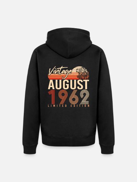 1962 In August 60th birthday - Unisex Premium Organic Zip Hoodie - black