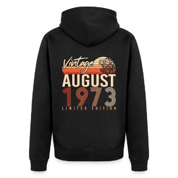 1973 August Vintage - Unisex Premium Organic Zip Hoodie - black - Back - Nico (187cm)