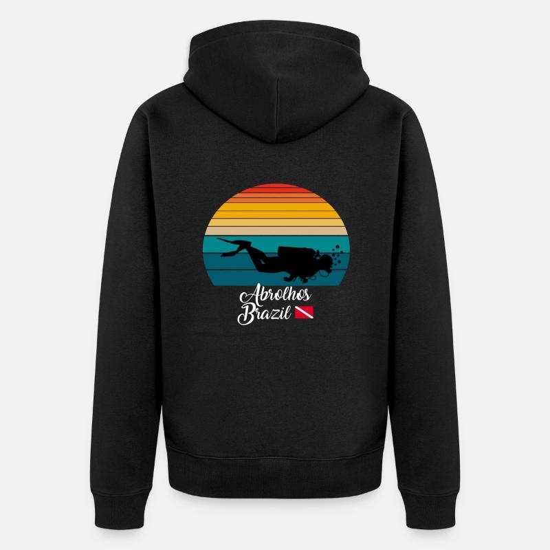 Abrolhos Brésil Plongée - Veste à capuche bio Premium Unisexe - noir