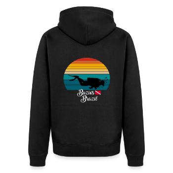 Buzios Brazil Diving - Unisex Premium Bio Zip Hoodie - Schwarz - Hinten - Nico (187cm)