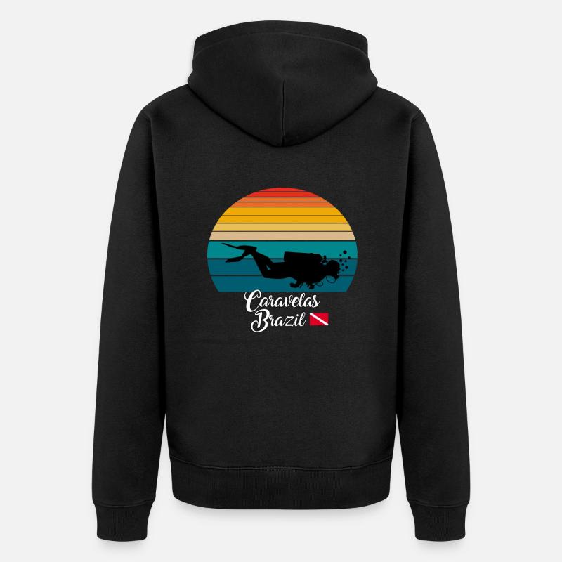 Caravelas Brésil Plongée - Veste à capuche bio Premium Unisexe - noir