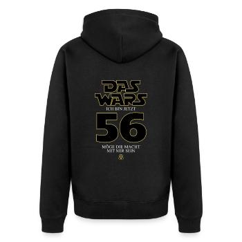 Ça y est, j’ai maintenant 56 ans - Veste à capuche bio Premium Unisexe - noir - Dos - Nico (187cm)