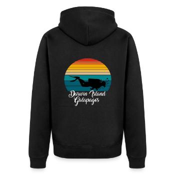 Darwin Island Galapagos Diving - Unisex Premium Organic Zip Hoodie - black - Back - Nico (187cm)