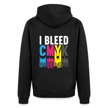 I Bleed CMJN Illustrator Graphiste - Veste à capuche bio Premium Unisexe - noir - Dos - Nico (187cm)