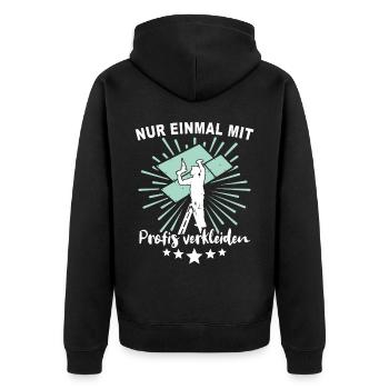 Trockenbauer Trockenbaumonteur Trockenbau - Unisex Premium Bio Zip Hoodie - Schwarz - Hinten - Nico (187cm)