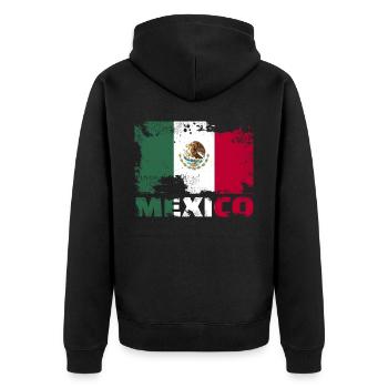 Mexiko -Flagge Vintage Distressed Mexican Grunge T - Unisex Premium Bio Zip Hoodie - Schwarz - Hinten - Nico (187cm)