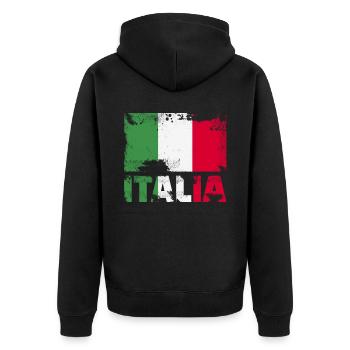 Italien Flagge Vintage Distressed Italia Grunge Re - Unisex Premium Bio Zip Hoodie - Schwarz - Hinten - Nico (187cm)