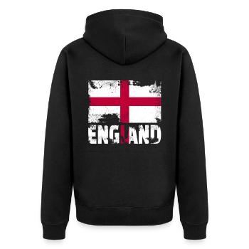 England Flag Vintage Distressed English Grunge Tra - Unisex Premium Bio Zip Hoodie - Schwarz - Hinten - Nico (187cm)