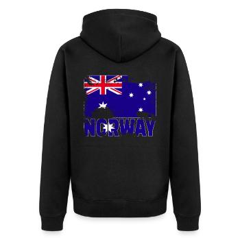 Norwegen Flagge Vintage Distressed Scandinavia Gru - Unisex Premium Bio Zip Hoodie - Schwarz - Hinten - Nico (187cm)