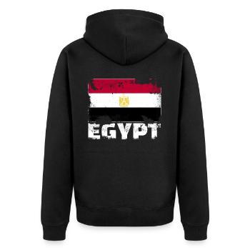 Ägyptische Flagge Vintage Distressed ägyptisches G - Unisex Premium Bio Zip Hoodie - Schwarz - Hinten - Nico (187cm)