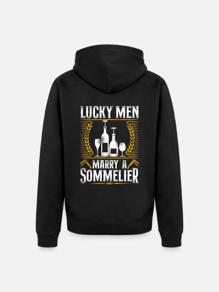 Sommelier Wine Drinking Tasting - Unisex Premium Organic Zip Hoodie - black