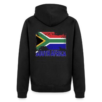 Südafrika Flagge Vintage Distressed Africa Grunge - Unisex Premium Bio Zip Hoodie - Schwarz - Hinten - Nico (187cm)