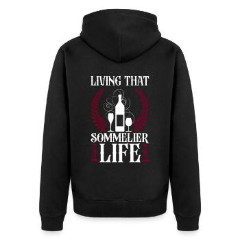 Sommelier Wine Drinking Tasting - Unisex Premium Organic Zip Hoodie - black - Back - Nico (187cm)