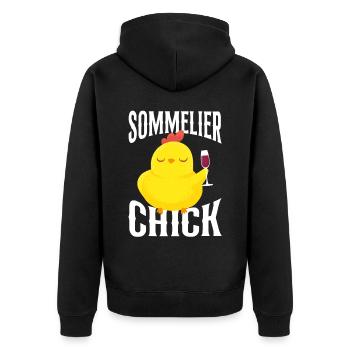 Sommelier Wine Drinking Tasting - Unisex Premium Bio Zip Hoodie - Schwarz - Hinten - Nico (187cm)