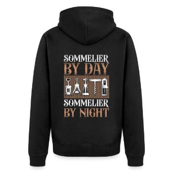 Sommelier Wine Drinking Tasting - Unisex Premium Bio Zip Hoodie - Schwarz - Hinten - Nico (187cm)