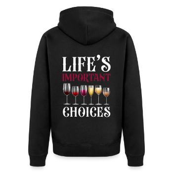Sommelier Wine Drinking Tasting - Unisex Premium Bio Zip Hoodie - Schwarz - Hinten - Nico (187cm)