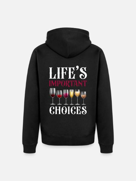 Sommelier Wine Drinking Tasting - Unisex Premium Organic Zip Hoodie - black