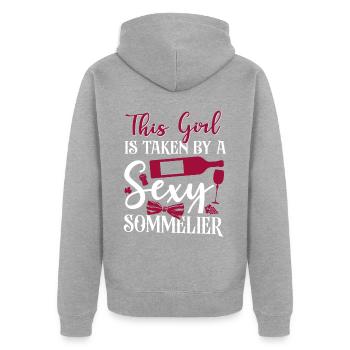 Sommelier Wine Drinking Tasting - Unisex Premium Bio Zip Hoodie - Grau meliert - Hinten - Nico (187cm)