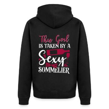 Sommelier Wine Drinking Tasting - Unisex Premium Bio Zip Hoodie - Schwarz - Hinten - Nico (187cm)