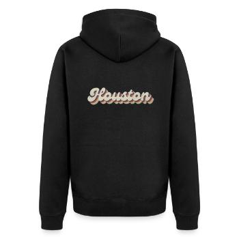 Nostalgic 70s USA City - Vintage Houston - Unisex Premium Organic Zip Hoodie - black - Back - Nico (187cm)