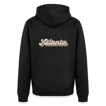 Nostalgisch 70er USA Stadt - Vintage Atlanta - Unisex Premium Bio Zip Hoodie - Schwarz - Hinten - Nico (187cm)