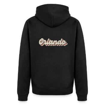 Nostalgisch 70er USA Stadt - Vintage Orlando - Unisex Premium Bio Zip Hoodie - Schwarz - Hinten - Nico (187cm)